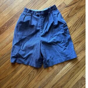 Vintage 90s High-Waisted Blue Pleated Corduroy Shorts Classics by Sanger Harris